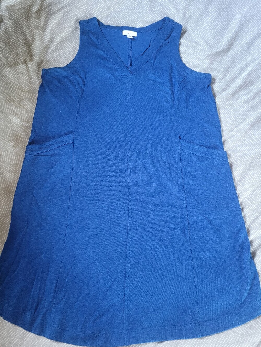 J.Jill Dress Blue Cotton Tencel Pockets Medium Petite New NwoT